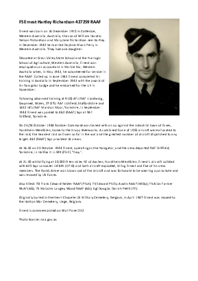 A preview of a PDF biography for Richardson, Ernest Hartley